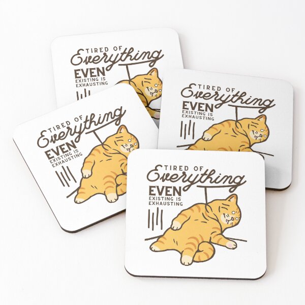 Item preview, Tired of Everything Cat | Funny Exhausted Orange Tabby Meme designed and sold by KomixsDesign.