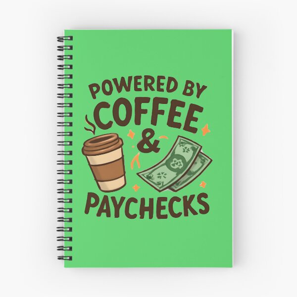 Item preview, Powered by Coffee & Paychecks – Funny Coffee Lover Typography | Office Humor Design designed and sold by KAM-KAM-STORE.