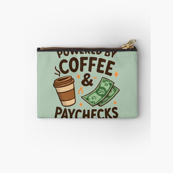 Item preview, Powered by Coffee & Paychecks – Funny Coffee Lover Typography | Office Humor Design designed and sold by KAM-KAM-STORE.