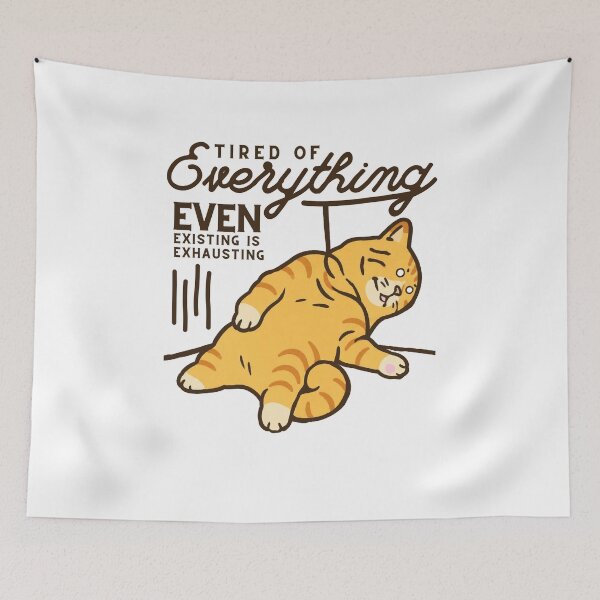 Item preview, Tired of Everything Cat | Funny Exhausted Orange Tabby Meme designed and sold by KomixsDesign.