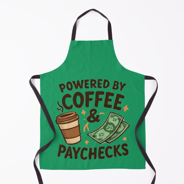 Item preview, Powered by Coffee & Paychecks – Funny Coffee Lover Typography | Office Humor Design designed and sold by KAM-KAM-STORE.