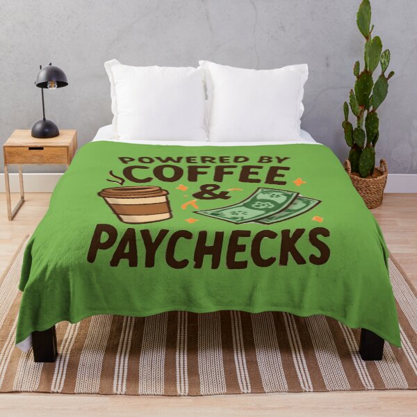 Item preview, Powered by Coffee & Paychecks – Funny Coffee Lover Typography | Office Humor Design designed and sold by KAM-KAM-STORE.