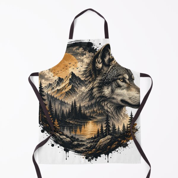 Item preview, Majestic Wolf Mountain Landscape | Vintage Wildlife Nature Art designed and sold by DMQ-Designs.