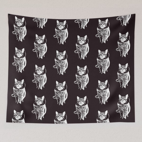 Item preview, Lofi Cat with Headphones Retro Line Art designed and sold by Moodprint5.