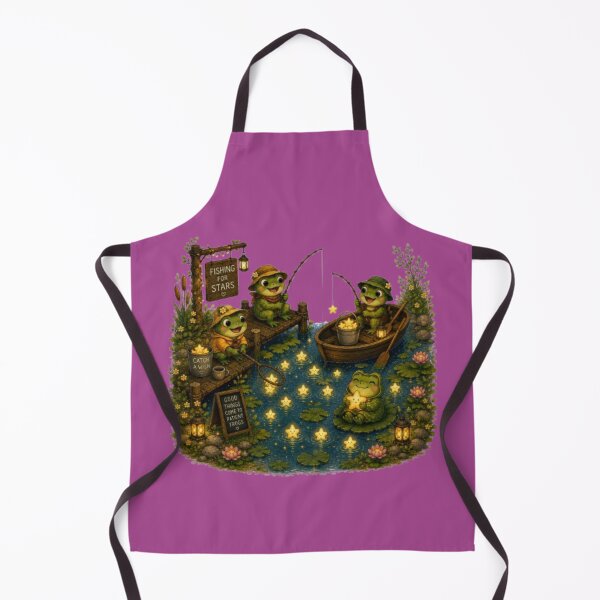 Item preview, Cute Frogs Fishing for Stars Whimsical Cottagecore Pond Art designed and sold by Miheerala.