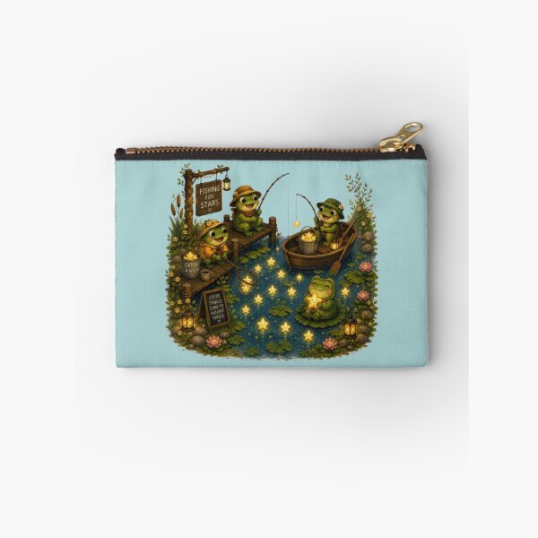 Item preview, Cute Frogs Fishing for Stars Whimsical Cottagecore Pond Art designed and sold by Miheerala.