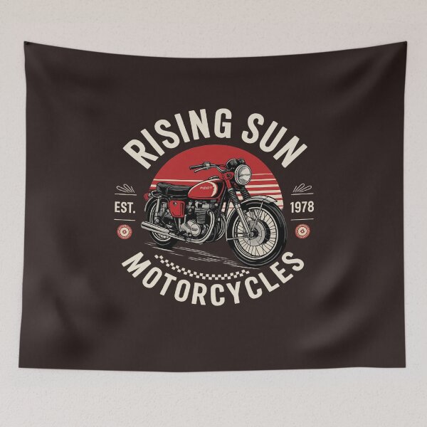 Item preview, Rising Sun Motorcycles Vintage Retro Motorcycle Graphic | Classic Biker Design designed and sold by Ajayk27.