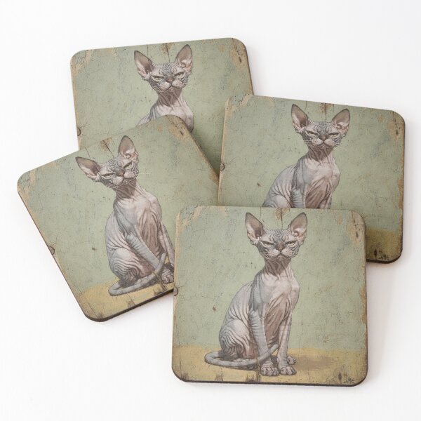 Item preview, Smug Hairless Sphynx Cat Folk Art designed and sold by PictorialWhimsy.