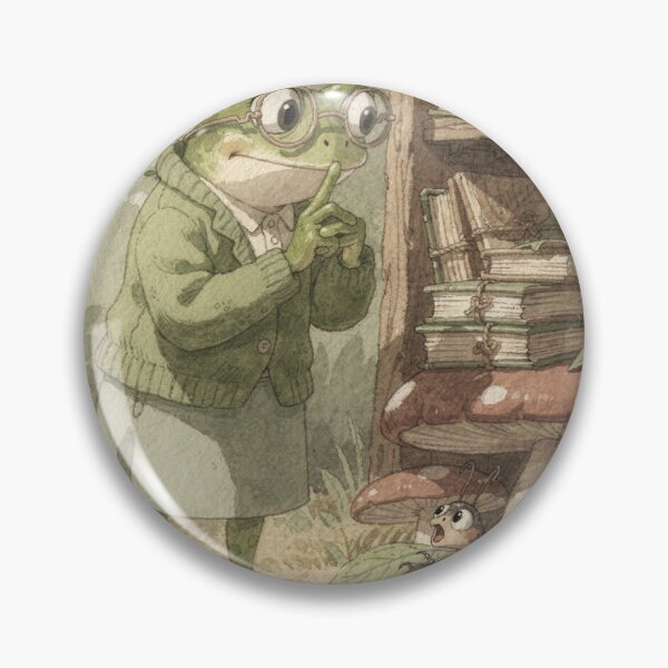 Item preview, Frog Librarian Shushing a Cricket designed and sold by PictorialWhimsy.