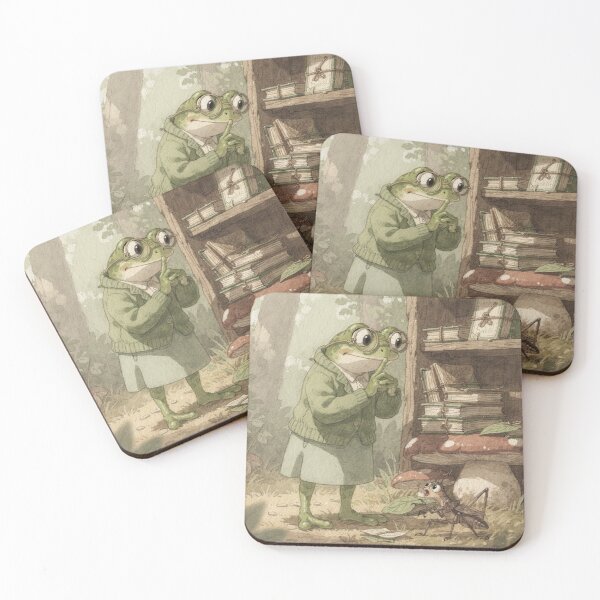 Item preview, Frog Librarian Shushing a Cricket designed and sold by PictorialWhimsy.