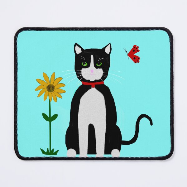 Item preview, Cat with Sunflower and Butterfly designed and sold by Elaine M Hayward .
