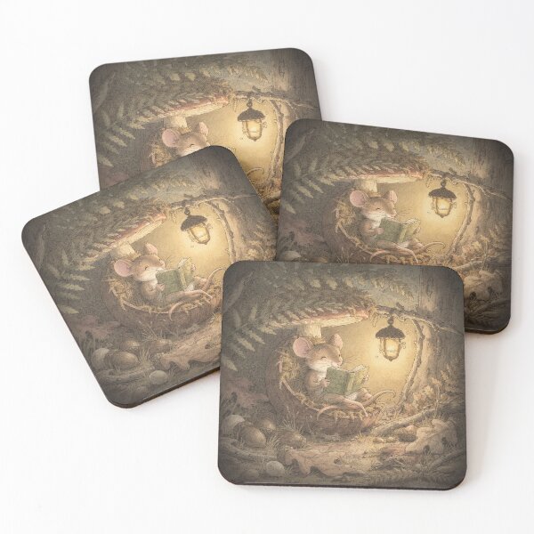 Item preview, Mouse Folk Reading by Acorn-Cap Lantern designed and sold by PictorialWhimsy.