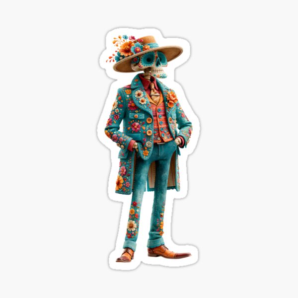 Item preview, Dia de Muertos Skeleton Gentleman | Floral Catrín Mexican Art designed and sold by MythicMood.