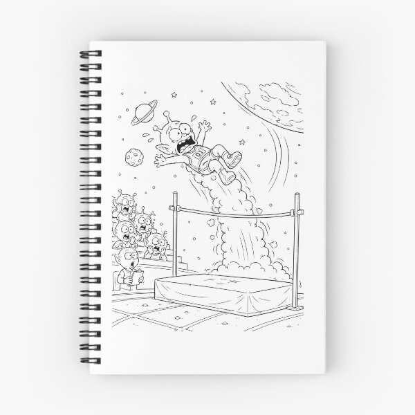 Item preview, Funny Alien High Jump Disaster Space Sports Cartoon Illustration designed and sold by ComedyInkFactor.