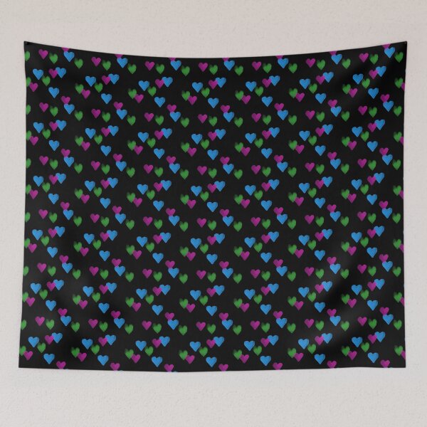 Item preview, Neon Watercolor Hearts on Black  designed and sold by LaniAmuse.