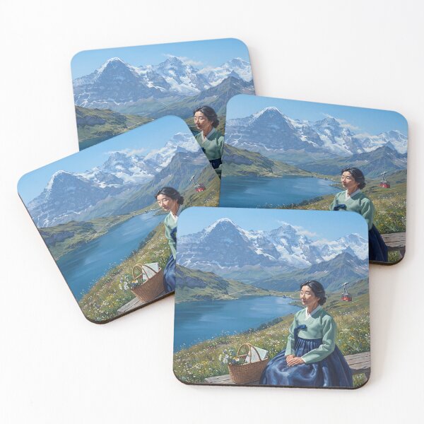 Item preview, Hanbok in Switzerland: A Serene Moment Above the Clouds designed and sold by SOOstudio73.