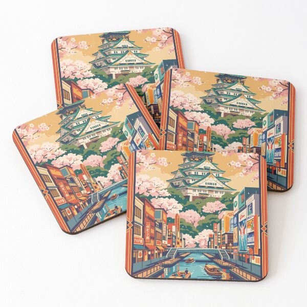 Item preview, Vintage Osaka Canal, Japanese Aesthetic Travel Poster designed and sold by Bomax121.