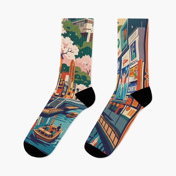 Item preview, Vintage Osaka Canal, Japanese Aesthetic Travel Poster designed and sold by Bomax121.