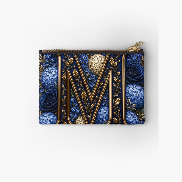 Item preview, Elegant Letter M Monogram with Blue Hydrangeas & Gold Botanical Design | Luxury Floral Initial Art designed and sold by MoodLay.