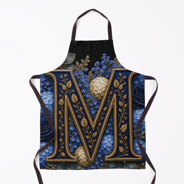 Item preview, Elegant Letter M Monogram with Blue Hydrangeas & Gold Botanical Design | Luxury Floral Initial Art designed and sold by MoodLay.