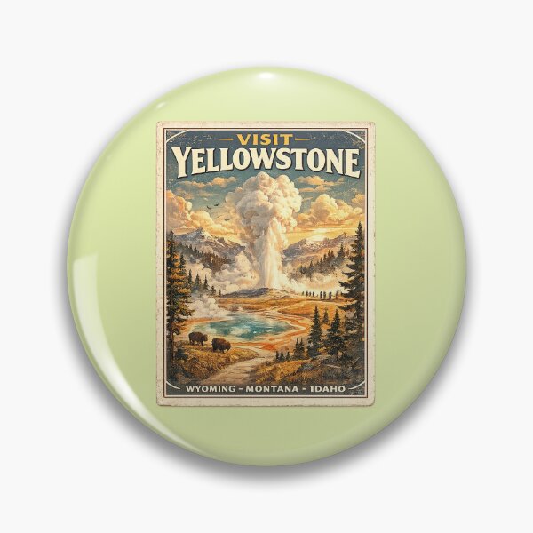 Item preview, Vintage Visit Yellowstone Travel Poster designed and sold by AuudiVasustudio.
