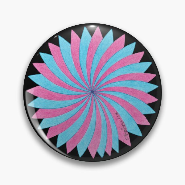 Item preview, Blue and pink flower rosette – compass drawing designed and sold by nounouangelique.