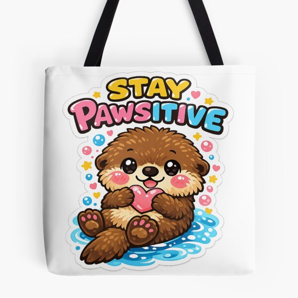 Item preview, Stay Pawsitive Cute Otter Sticker designed and sold by DadStickerStore.