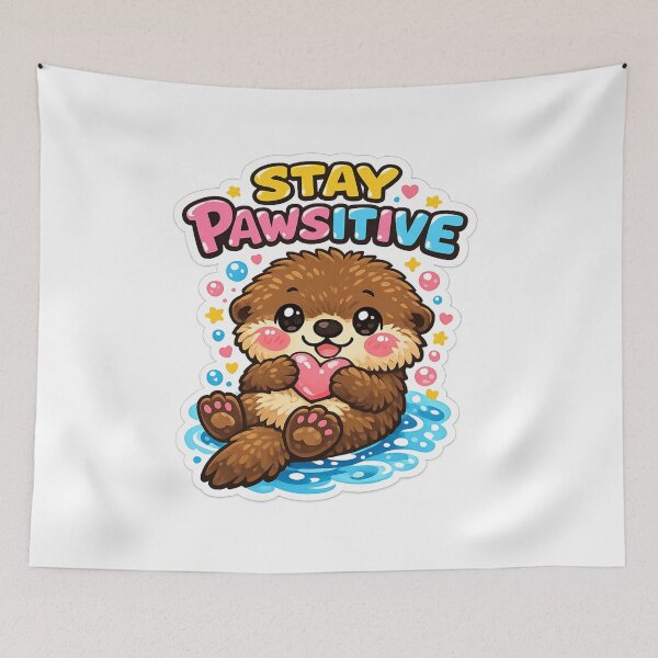 Item preview, Stay Pawsitive Cute Otter Sticker designed and sold by DadStickerStore.
