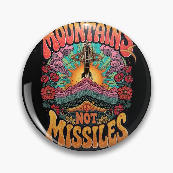 Item preview, Mountains Not Missiles Retro 70s Psychedelic Poster  designed and sold by Skyrocketz.
