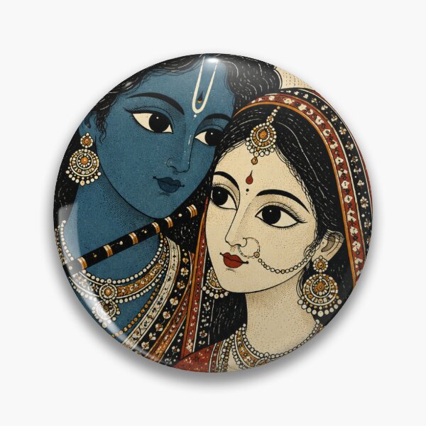 Item preview, Krishna & Radha Folk Art Portrait | Traditional Indian designed and sold by STIC-ART.