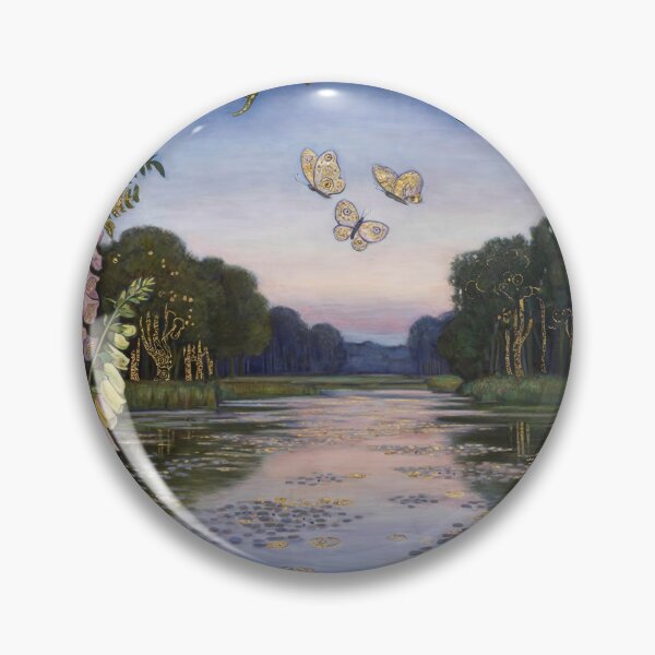 Item preview, Klimt Inspired Woodland Pond at Twilight Botanical Gold Mosaic Art Print | Symbolist Forest Wall Decor designed and sold by Tamas Das.