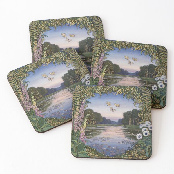 Item preview, Klimt Inspired Woodland Pond at Twilight Botanical Gold Mosaic Art Print | Symbolist Forest Wall Decor designed and sold by Tamas Das.