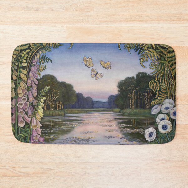 Item preview, Klimt Inspired Woodland Pond at Twilight Botanical Gold Mosaic Art Print | Symbolist Forest Wall Decor designed and sold by Tamas Das.