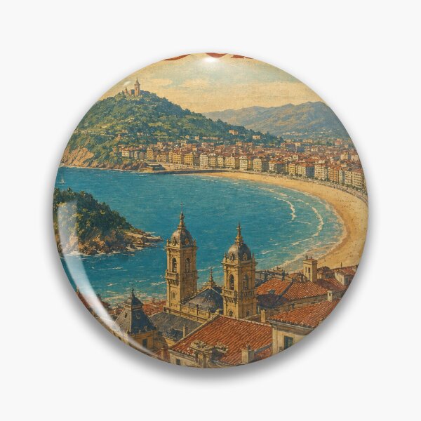 Item preview, San Sebastian Spain Travel Souvenir - Retro Illustration designed and sold by VisualArtsOasis.