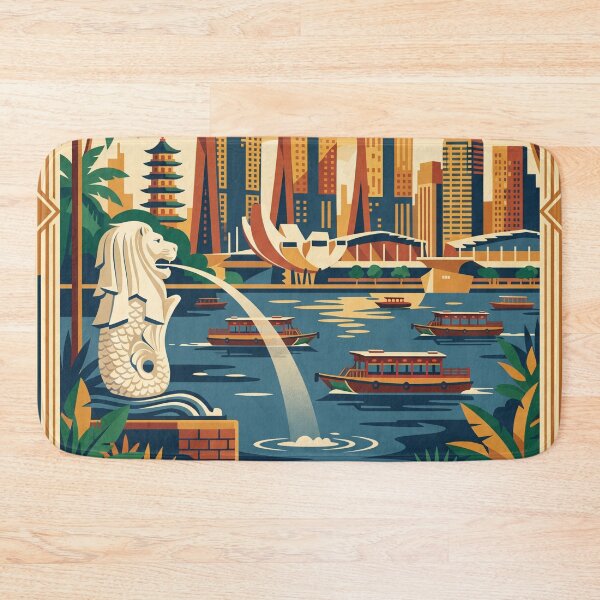 Item preview, SINGAPORE Retro-Style World Travel Poster designed and sold by Bomax121.