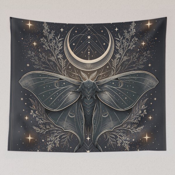 Item preview,  Luna Moth & Crescent Moon — Dark Academia Etching designed and sold by FrostyFrisby.