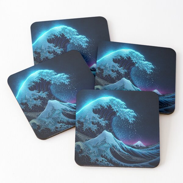 Item preview, Neon Great Wave off Kanagawa - Cyberpunk Ukiyo-e Art designed and sold by vekotpu.