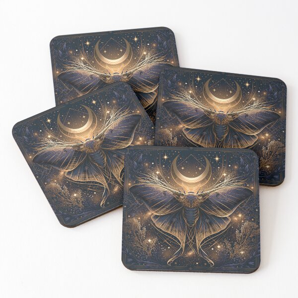 Item preview, Luna Moth & Crescent Moon — Dark Academia Etching designed and sold by FrostyFrisby.