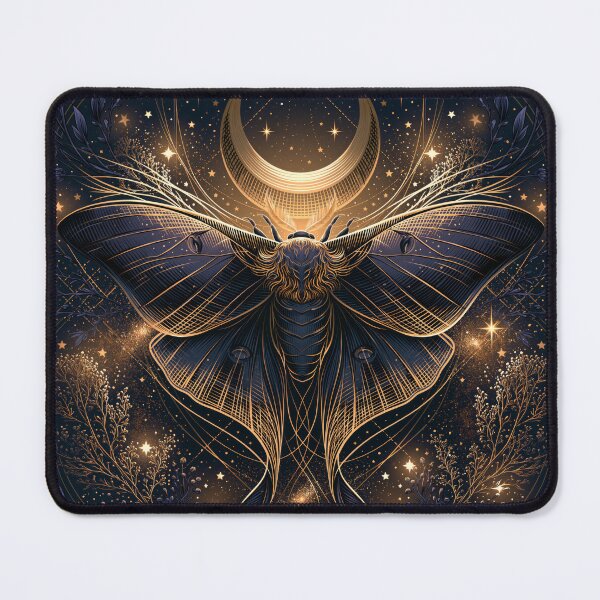 Item preview, Luna Moth & Crescent Moon — Dark Academia Etching designed and sold by FrostyFrisby.
