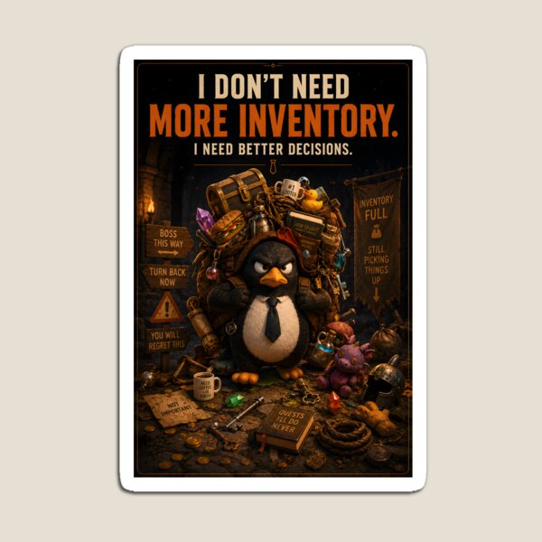 Item preview, Inventory Full – Funny RPG Gaming Poster | Frido Gaming Art designed and sold by bauschberts.