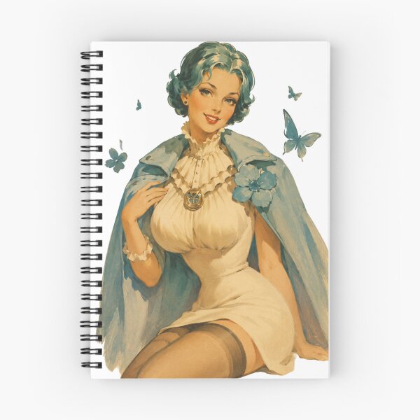Item preview, Blue Butterfly Pin Up Girl | Vintage Original Retro Illustration designed and sold by Cosplayvintage.
