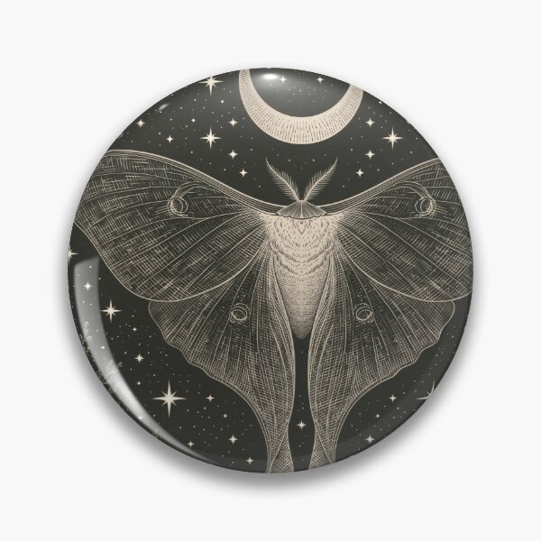 Item preview, Luna Moth & Crescent Moon — Dark Academia Etching designed and sold by FrostyFrisby.