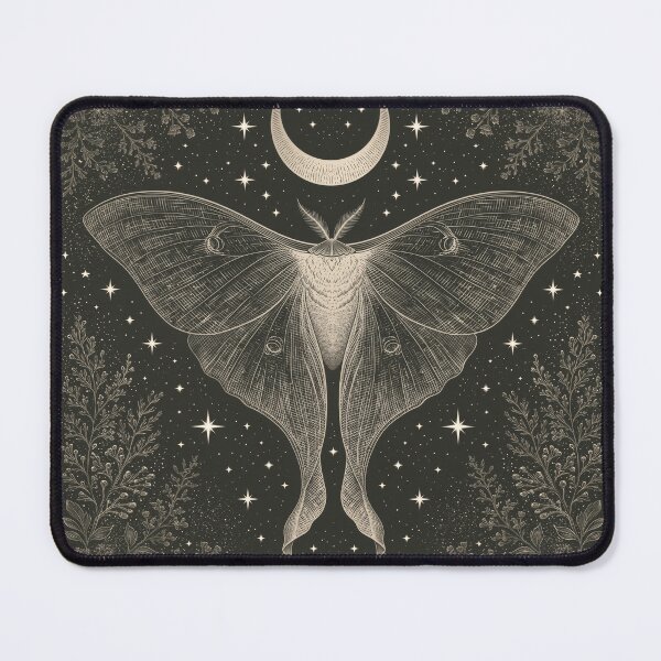 Item preview, Luna Moth & Crescent Moon — Dark Academia Etching designed and sold by FrostyFrisby.