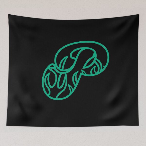 Item preview, Groovy Retro Teal Fiery Letter P Monogram designed and sold by CamilasPrints.
