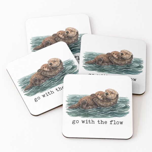 Item preview, Go With The Flow Shirt Vintage Sea Otter T-Shirt Cozy Nature Lover Gift Ocean Animal Art Coastal Summer Apparel designed and sold by LessIsLoud.