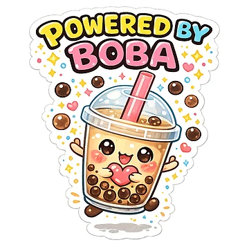 Artwork thumbnail, Powered By Boba Tea Sticker by DadStickerStore