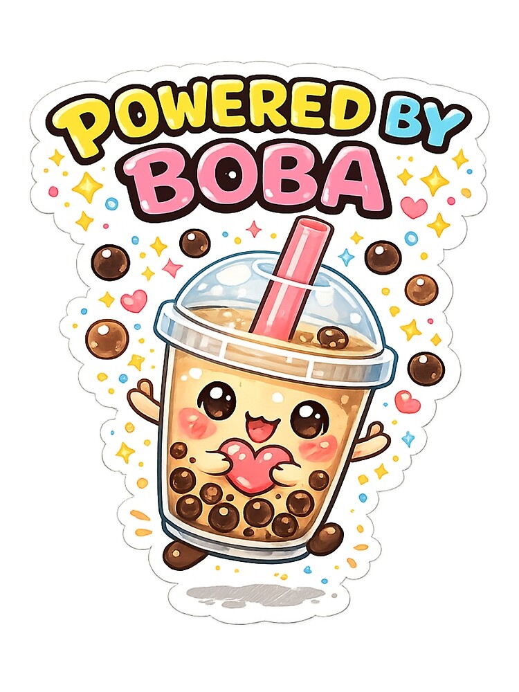 Thumbnail 3 of 3, Scarf, Powered By Boba Tea Sticker designed and sold by DadStickerStore.