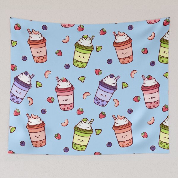 Item preview, Kawaii Bubble Tea Delight – Cute Boba Seamless Pattern designed and sold by Magsu.art.