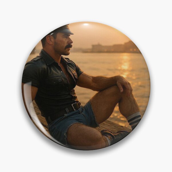 Item preview, Vintage Hudson River Pier Leather Sunset Fantasy - Gay Leather New York Hyperrealism Series Gay Art designed and sold by ItsAKinkThing.