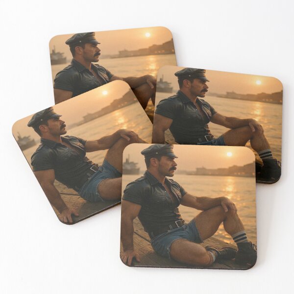 Item preview, Vintage Hudson River Pier Leather Sunset Fantasy - Gay Leather New York Hyperrealism Series Gay Art designed and sold by ItsAKinkThing.